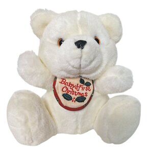 Vintage Just Friends Baby's First Christmas Bear Plush Stuffed Animal 1997 9"